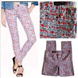 J Crew Toothpick Ankle Liberty Art Fabrics Slim Skinny Jeans Women
